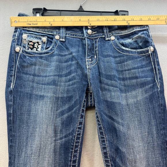 Miss Me Women's Easy Capri Size 27 (4) Embellished Cheetah Print Sequins Denim - Picture 12 of 16